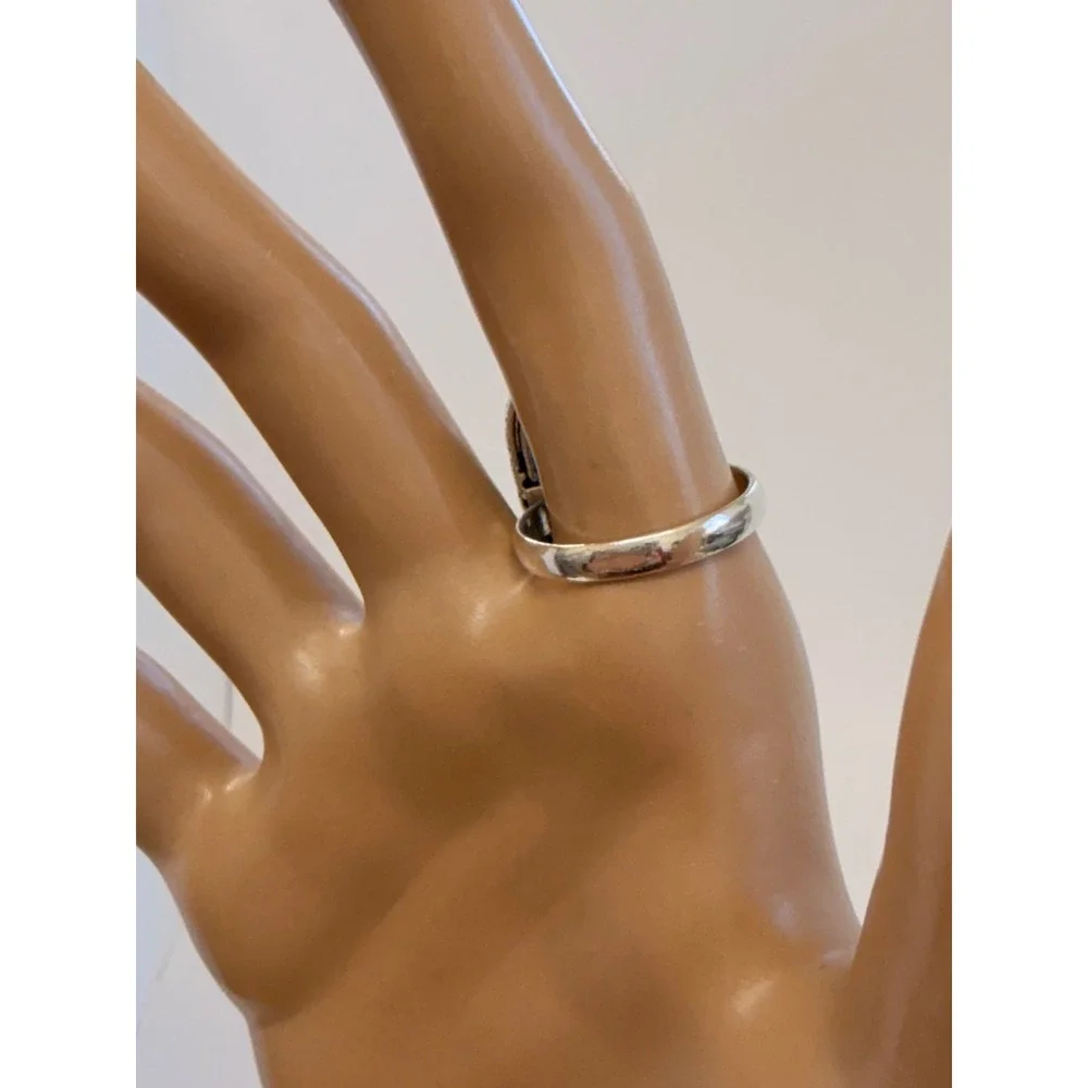 Large Moss Agate Teardrop Statement Ring Silver plated Size 9‎ Boho Nature